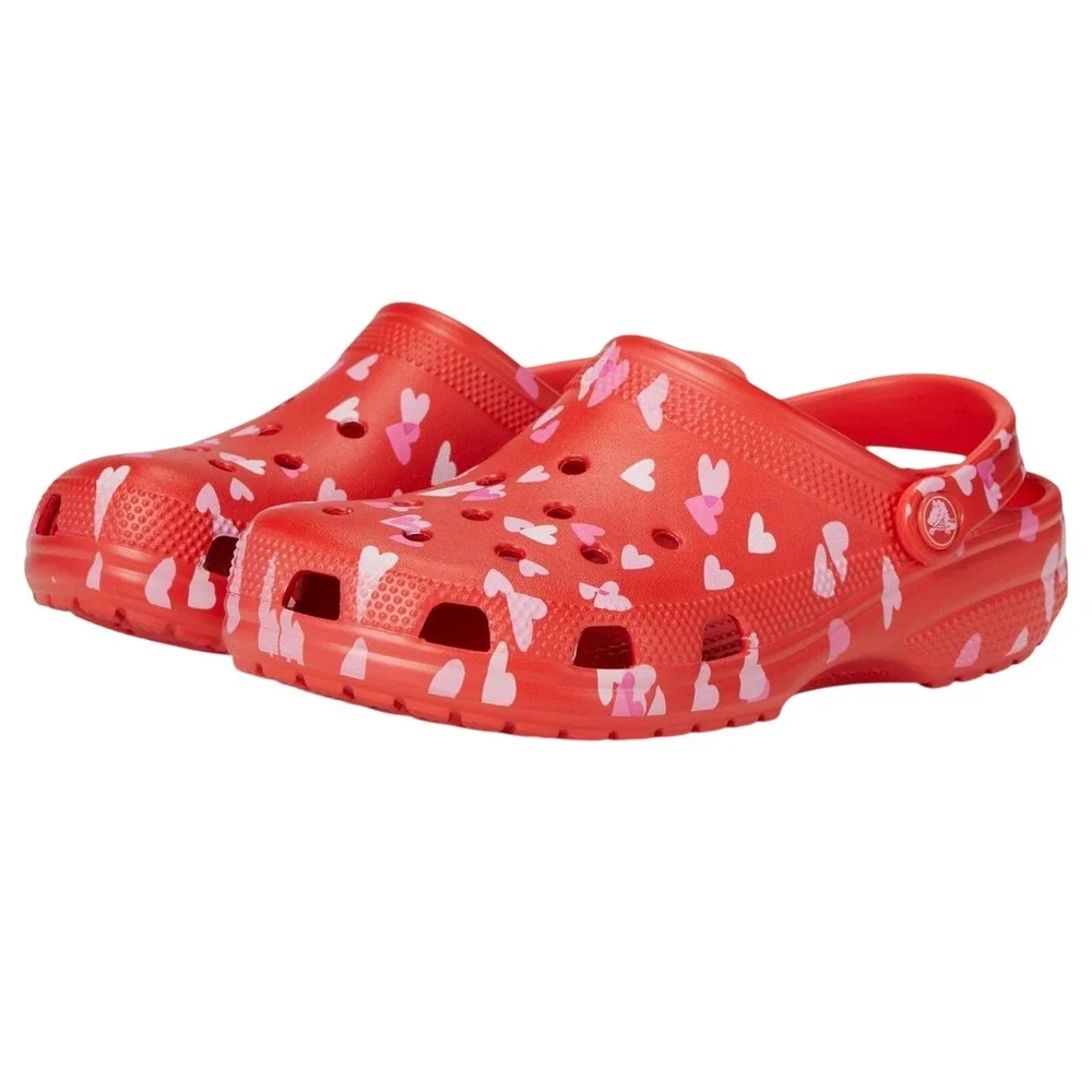 Crocs Classic Valentines Day Kids J5/ Women's 7 Cherry Red Hearts Butterflies
